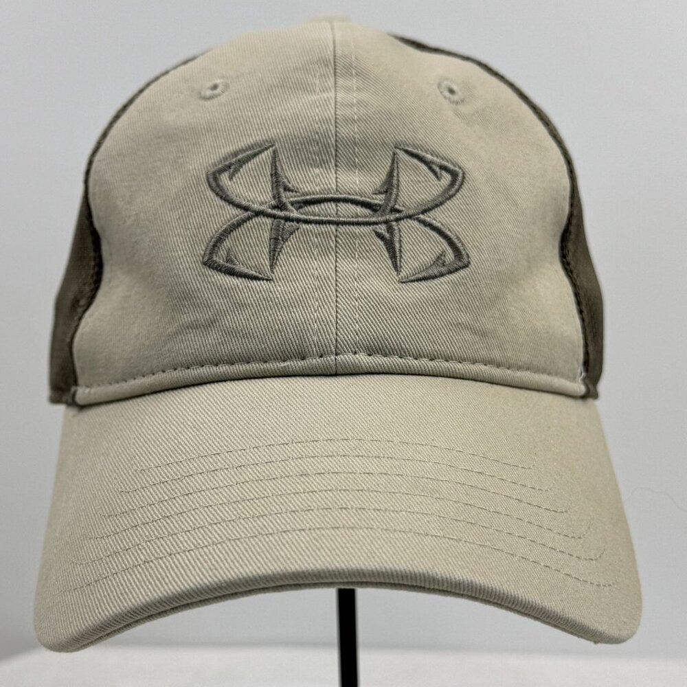 Under Armour Adjustable Tan Mesh Trucker Hat Embroidered Free Fit Snapback Cap - Picture 7 of 9